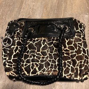 Giraffe print handbag with matching wallet